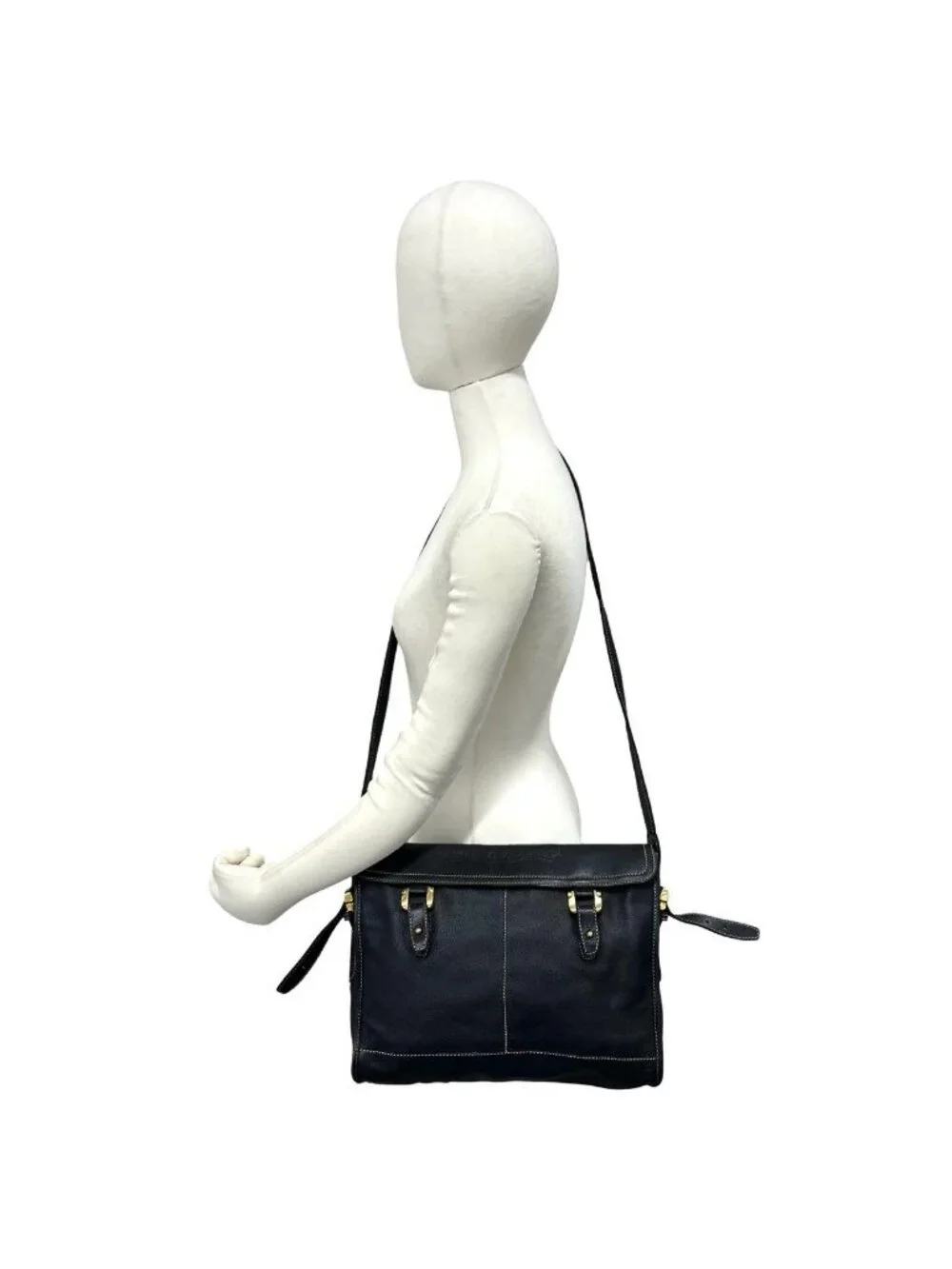 Loewe Vintage Anagram Logo Leather Shoulder Bag Pochette Crossbody Business